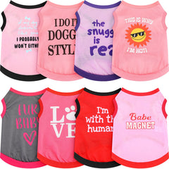 Reginary dog shirts shown from the front as a set of patterned small pet clothes.