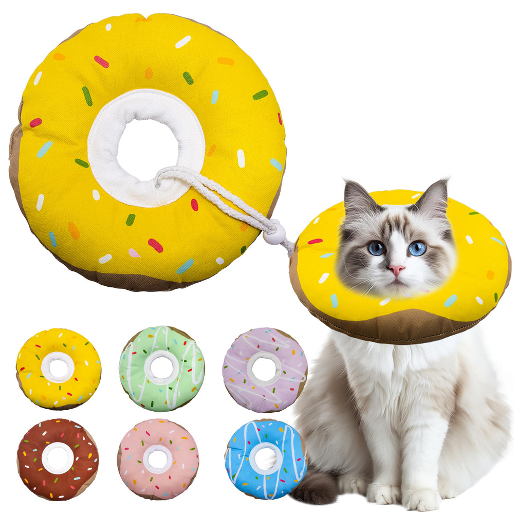 Seyezo Cat Cone Collar shown from the front in yellow.