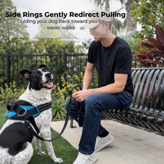 SHAWNCO Essential Dog Harness detail showing the reinforced leash attachment rings.