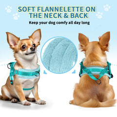 SlowTon small dog harness showing its adjustable neck loops.