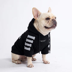 Spark Paws Dog Hoodie shown from the front with its hood and pull-on design.