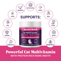 Special Breed Cat Multivitamin powder mixed into a cat’s food.