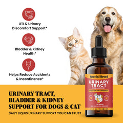 Special Breed urinary support drops with the cranberry-based formula in focus.