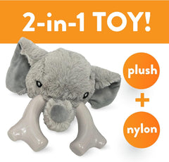 Spunky Pup Knucklehead dog toy showing the chicken-flavored nylon chew component.