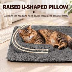 TailTastic self-warming cat bed showing its raised U-shaped pillow.