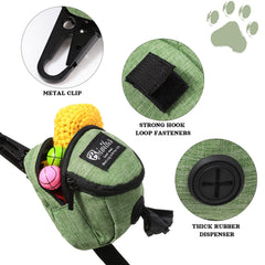 Talltalk dog treat pouch close-up showing its flax outer material.