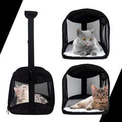 Top tasta pet carrier detail showing its metal zipper entrances on the top and side.