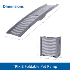TRIXIE dog ramp side view highlighting the rails along the walking surface.