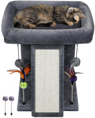 TWDEPART cat tree shown from the front with its climbing structure and grey finish.