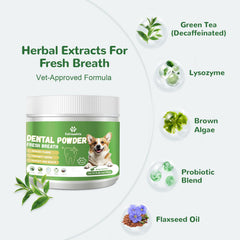 Vetriuntrix Dog Teeth Cleaning Powder shown close up to highlight its powder texture.