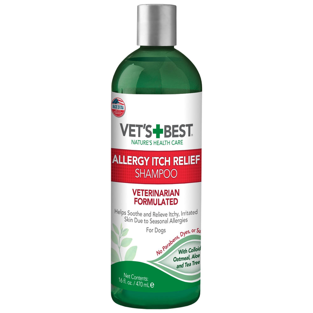 Vet's Best Allergy Itch Relief Dog Shampoo bottle shown from the front.