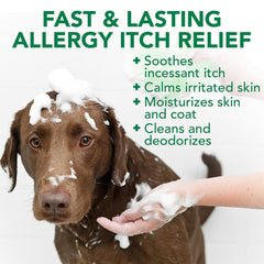 Vet's Best Allergy Itch Relief Dog Shampoo ingredient details in close-up.