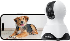 VIMTAG indoor camera shown from the front for a clear view of its design.