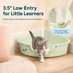 Volope corner litter box with a low front entry.