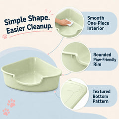 Volope corner litter box showing its molded bottom pattern.