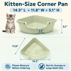 Volope corner litter box showing its triangular shape.
