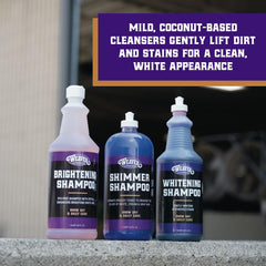 Weaver Livestock Whitening Shampoo being used to wash a horse's coat.