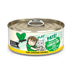 Weruva B.F.F. Play chicken and lamb paté can shown from the front.