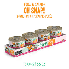 Weruva B.F.F. Play cat food pack shown together.