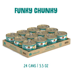 Weruva Funky Chunky cat food with chunky white-meat chicken.