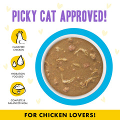 Weruva Chicken Cloud 9 cat food close-up of ground chicken in gravy.