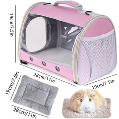 WEVONIGU small animal backpack carrier showing the side opening and mesh pocket.