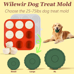 Wilewir dog treat mold lid shown beside the silicone tray.