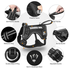 WINSEE Tactical Dog Harness side MOLLE panels with included message patches.