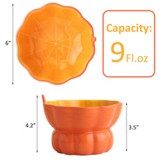 Yeexoxow raised ceramic cat bowl shown from the side to show its elevated shape.
