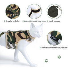 YIZHI MIAOW cat harness showing its wider neck and chest-belly straps.