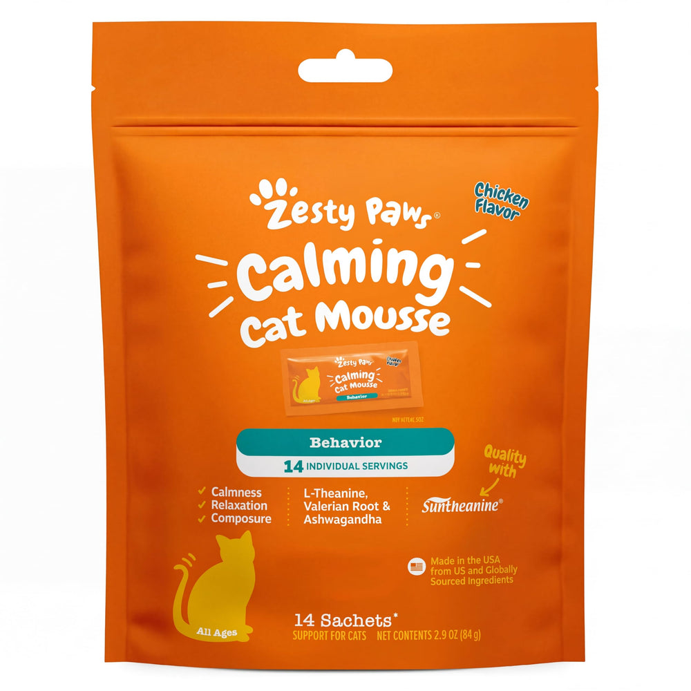 Zesty Paws Cat Calming Mousse shown in a front product view.