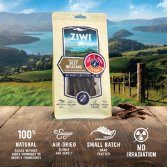 Back label view of the packaging for ZIWI Beef Weasand Dog Treats.