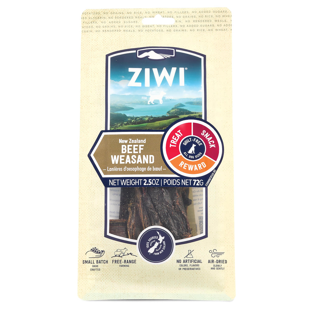 ZIWI Beef Weasand Dog Treats package shown from the front.