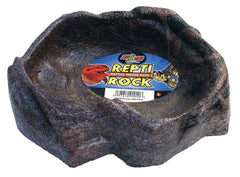 Zoo Med Reptile Rock Water Dish shown from the front with its realistic rock-style shape.