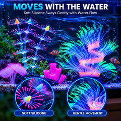 ZtohPyo aquarium decoration green anemone ornament shown separately.