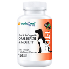 1-TDC joint and gum support soft gels with the bottle shown from the front.