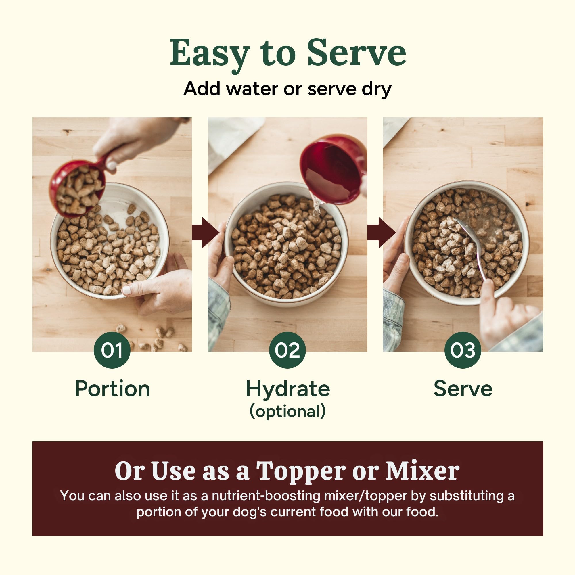 360 Pet Nutrition Freeze-Dried Raw Dog Food with its multi-protein ingredients highlighted.
