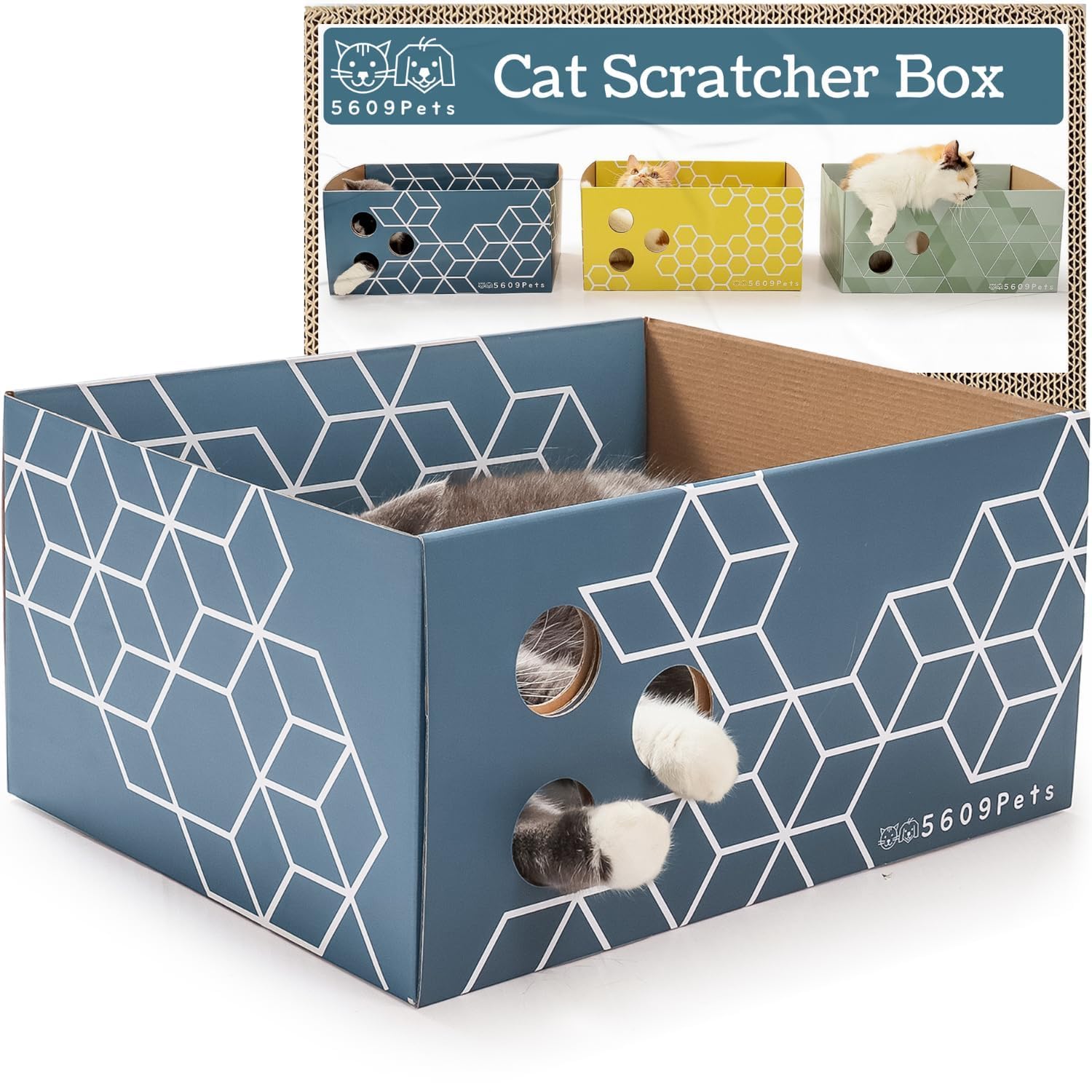 5609PETS cardboard cat scratcher box shown from the front.