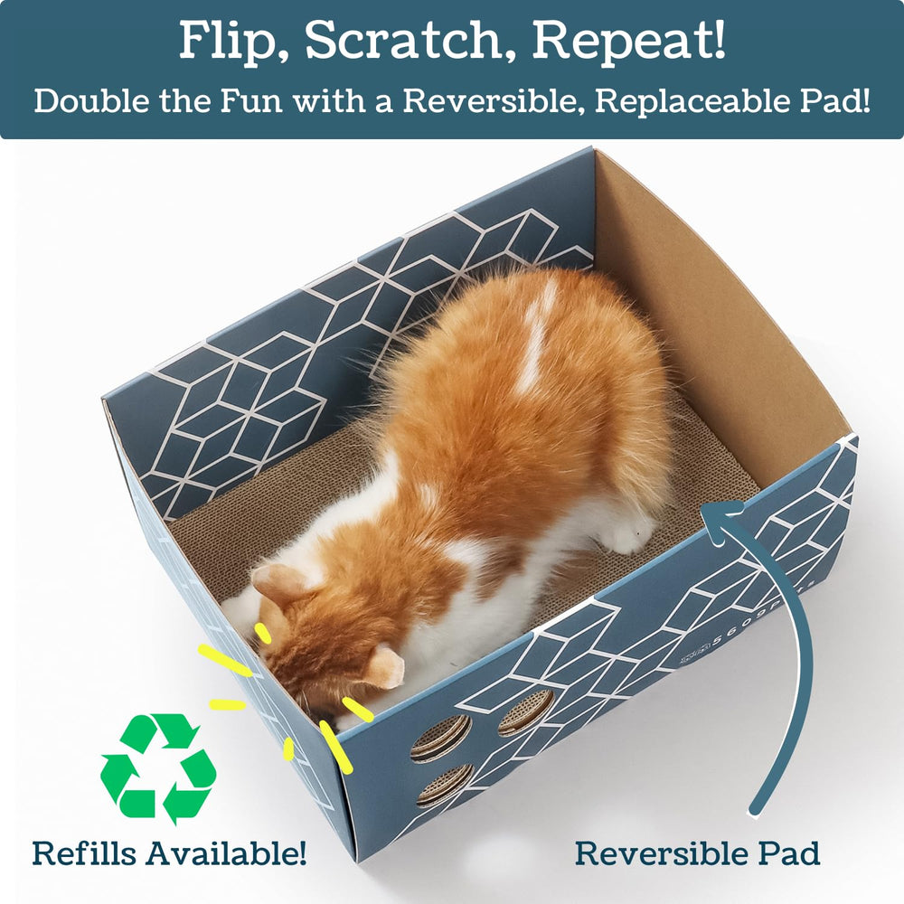 5609PETS cardboard cat scratcher box showing the corrugated scratching surface.