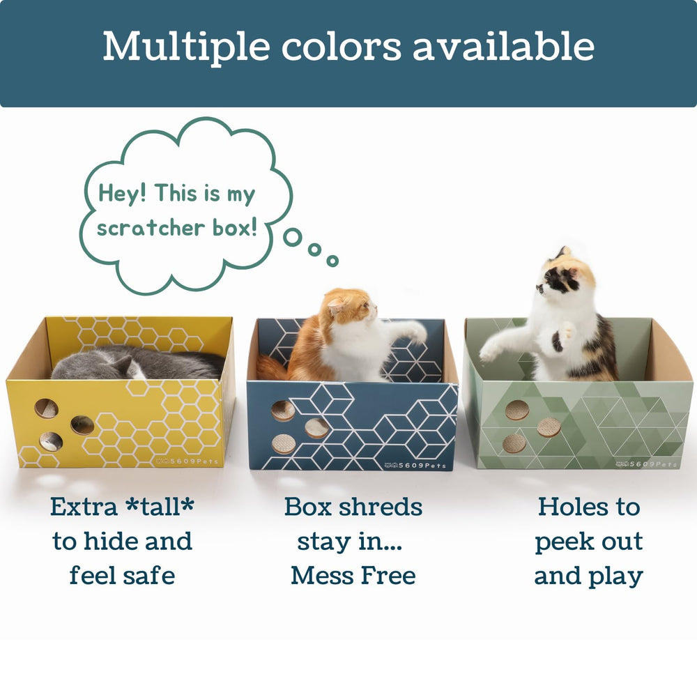 5609PETS cardboard cat scratcher box shown flat-packed before setup.