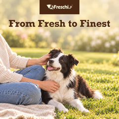 A Freschi srl turkey tendon dog treat shown in profile.