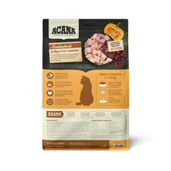 ACANA Meadowlands cat food bag shown from the side to display its package profile.