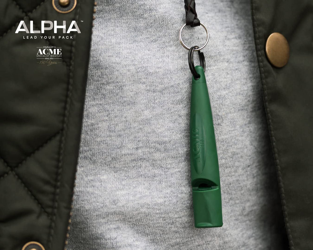 ACME Alpha 211.5 dog training whistle shown close up at the pealess mouthpiece.