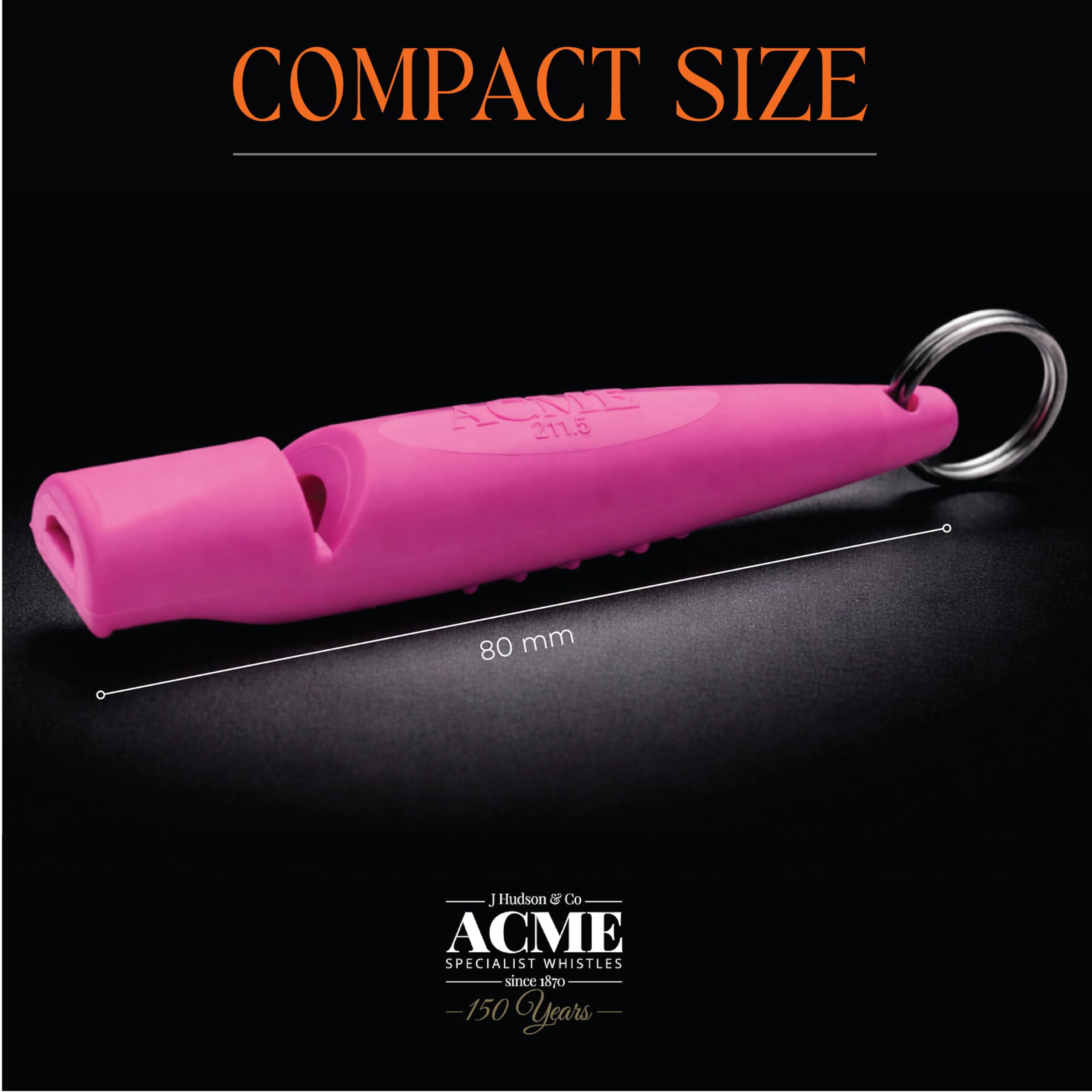 ACME Alpha 211.5 dog training whistle shown in a hand to illustrate its compact form.