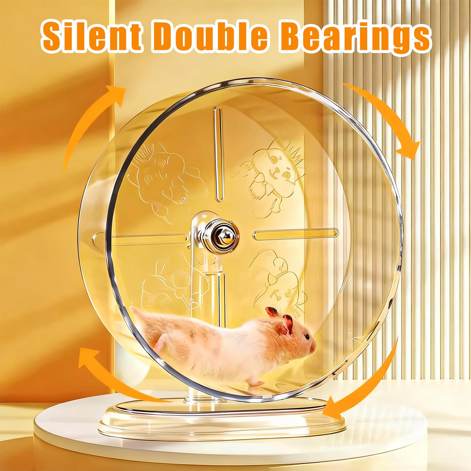 Acsist hamster exercise wheel close-up showing the sloped, non-slip running surface.