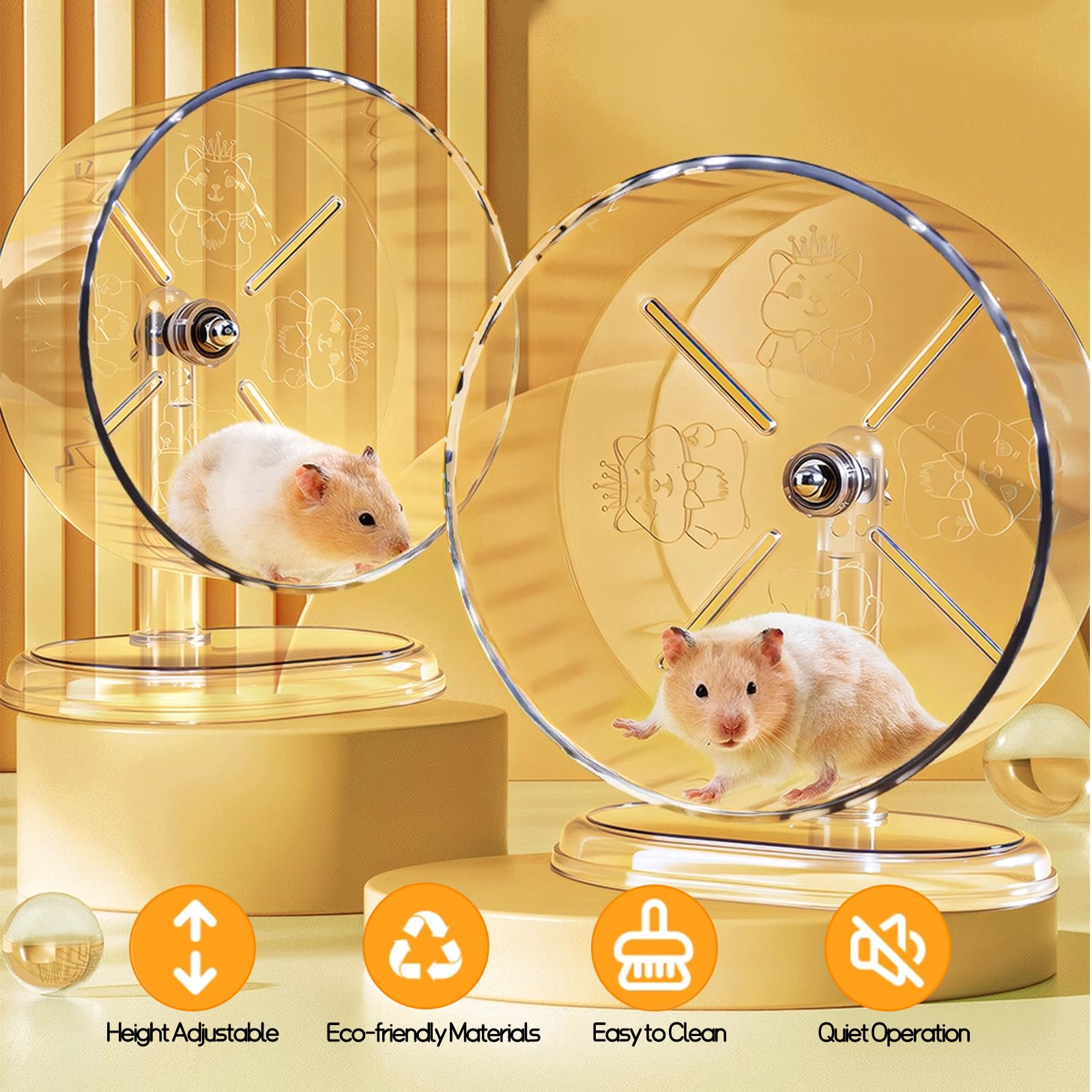 Acsist hamster exercise wheel with a clear view through its transparent track.