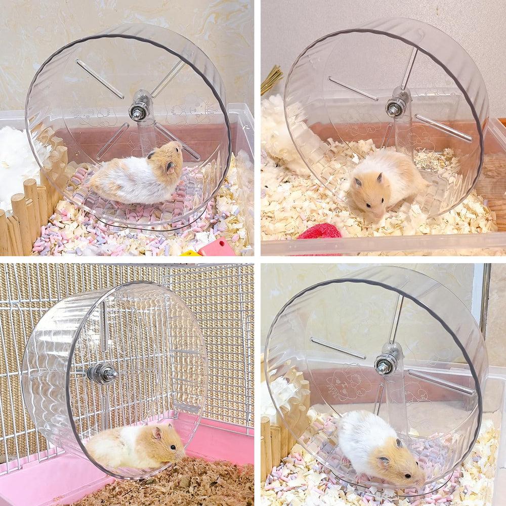 Acsist hamster exercise wheel showing its wide base for placement.