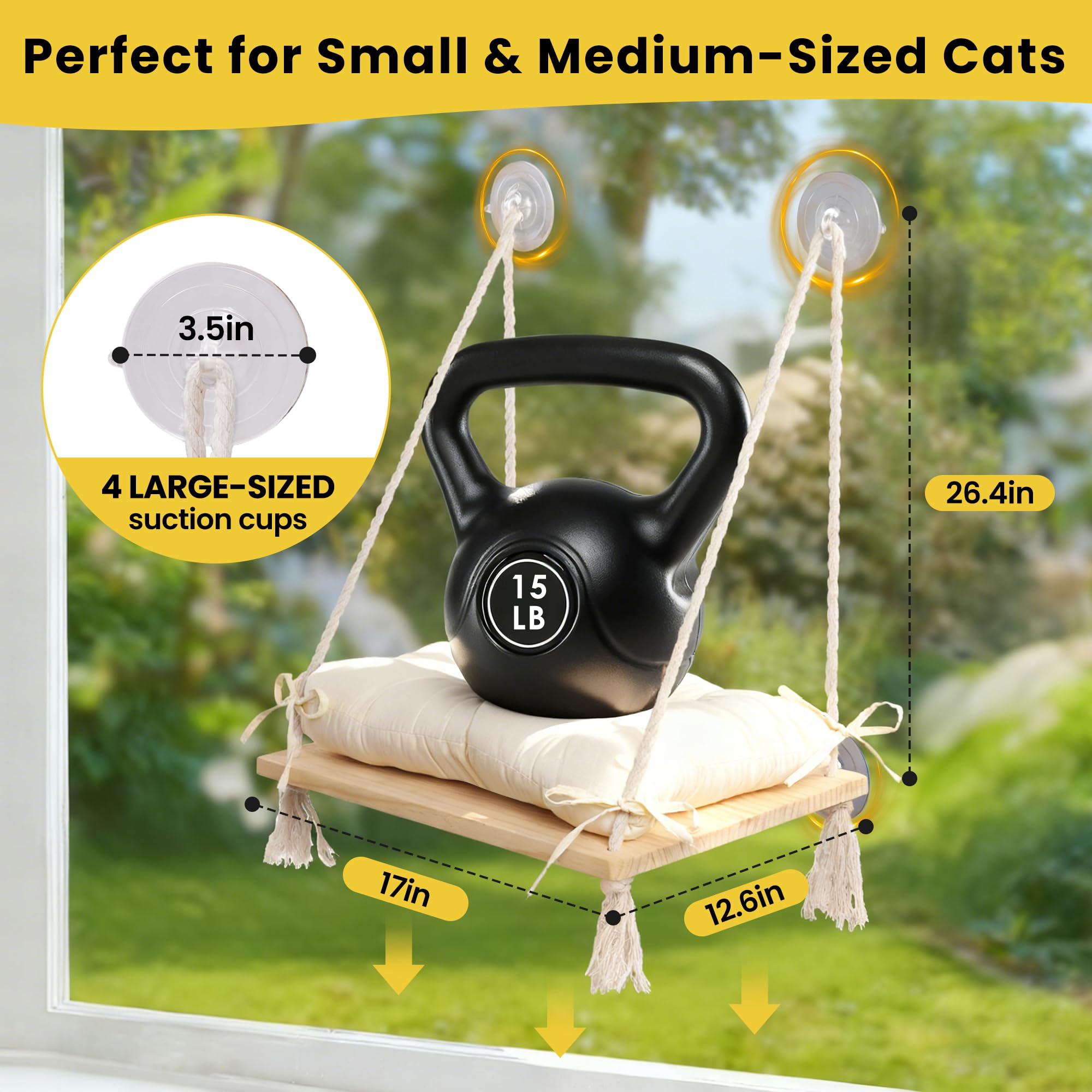 AeedWisp Cat Window Perch showing the adjustable lanyard.