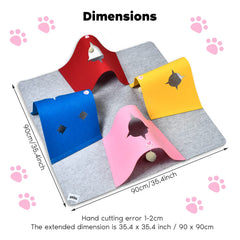 AFLIFLI cat tunnel play mat showing its connected felt hideouts.