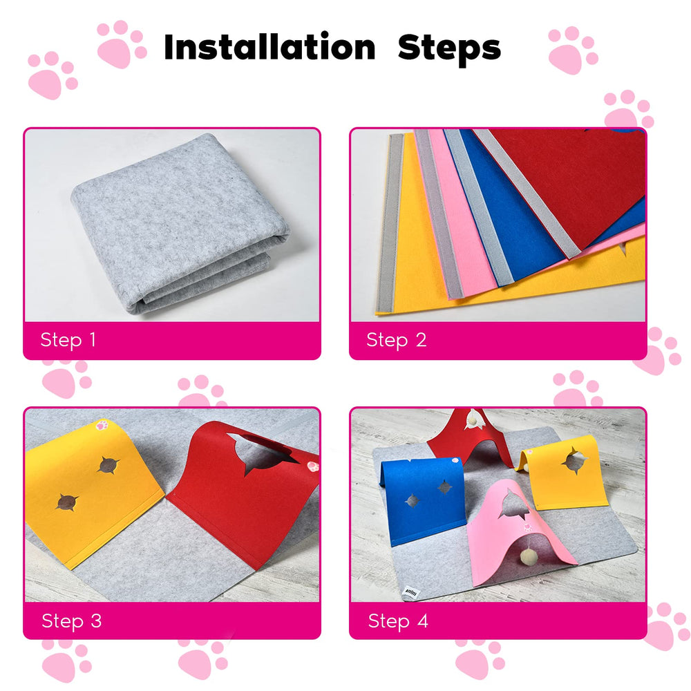 AFLIFLI cat tunnel play mat set up for indoor pet play.